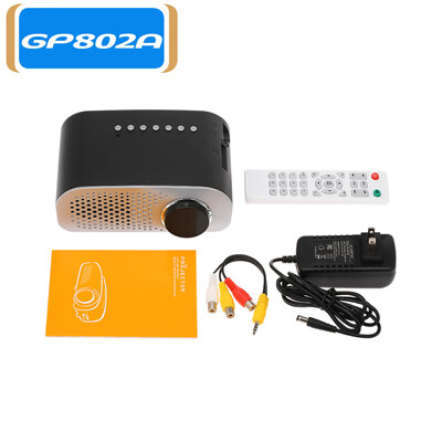 

GP802A Projector Mini Portable 100 Lumen Video Projector LED with Built-in Speaker Support HD VGA AV USB SD 35mm Interfac
