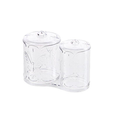 

Retro Double Barrel Design Makeup Cotton Storage Box With Lid Cotton Swab Box Siamese Brush Tube Home Supplies