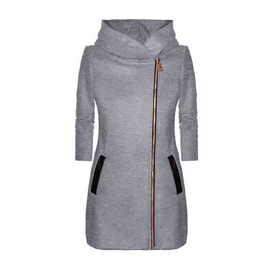 

Fashion Women Autumn Winter Jacket Fashionable Solid Color Hooded Coat Casual Ladies Jackets Long Coat