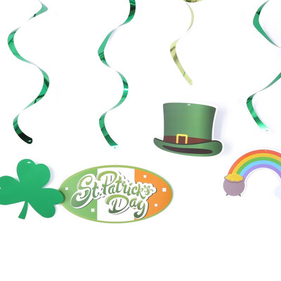 

St Patricks Day Hanging Green Swirls Streamers Decorative Ornaments Irish Festival Party Supplies 30Pcs