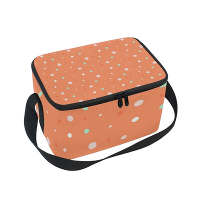 

ALAZA Insulated Lunch Box Orange Dot Lunch Bag for Men Women Portable Tote Bag Cooler Bag