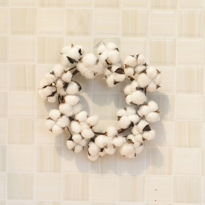 

Gobestart Cotton Stems Wreath With Full White Cotton For Front Door Wall Wedding Decor