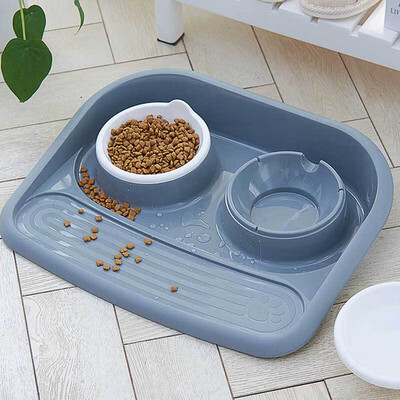 

Dipper dog supplies dog pot dog bowl cat bowl cat pot dog splash-proof leak-proof tray double bowl green pet teddy golden hair bowl