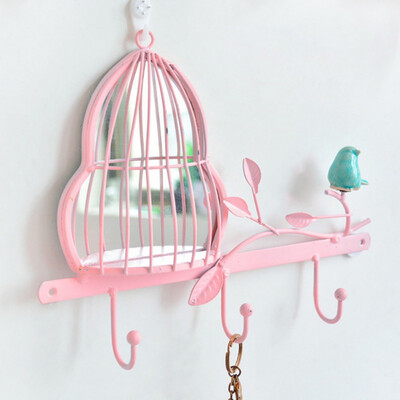 

Concise Bird Cage Shape Storage Rack Wall Mounted Iron Shelf Home Decoration 1PC