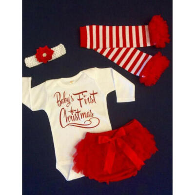 

3PCS Newborn Kids Baby Girls Xmas Clothes Romper BodysuitTutu Pants Outfits USA