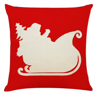 

Red Linen Christmas Cute Cartoon Santa Claus Elk Throw Pillow Case Cover Merry Christmas Decorative Pillowcases