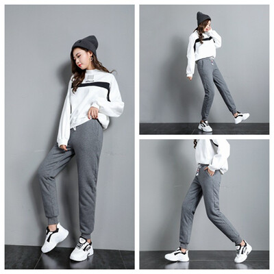 

2018 fattening&plus-size womens dress fat mm winter sports leisure add fleece thickening warm lamb long pants female