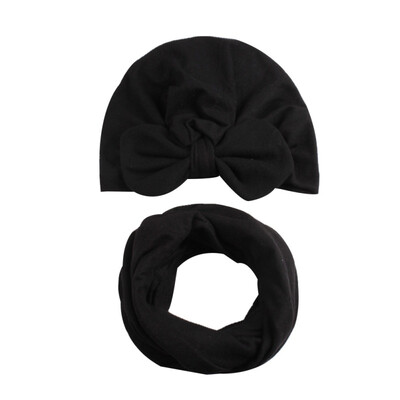 

Childrens Bow HatScarf Set Autumn Winter Warm Scarf For Baby Boy Girl New Toddlers Soft Cotton Caps 0-7Y