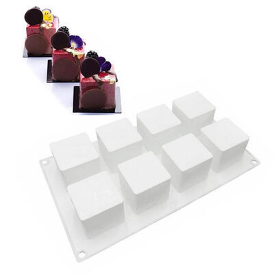 

8 Grid Square Silicone Cake Mold Chocolate Pastry Jelly Kitchen Baking Tray Tool