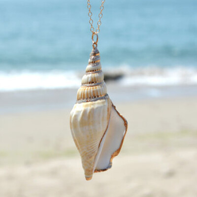

Ocean Winds Chain Necklace Conch Shell Pendant Necklace For Women Natural Gift