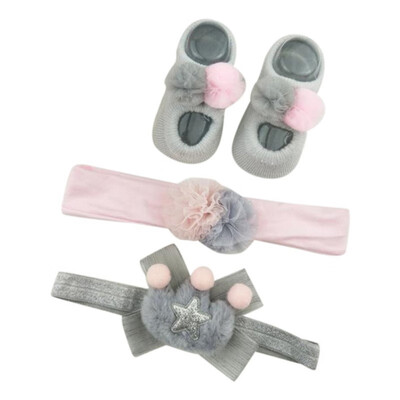 

Newborn Baby Girls Headband Bow Flowers Cloth Hair Bands Hair Accessories Socks Gift Boxes Three-piece Suits Newborn Girts