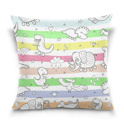 

ALAZA Throw Pillow Cover 16 X 16 inch Christmas Gift Cushion Cover with Funny Dinosaurs Printed Pillowcase