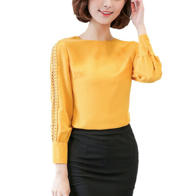 

Elegant Women Solid Casual Shirts Long Sleeve O neck Office Blouse Ladies Autumn New Formal blusas