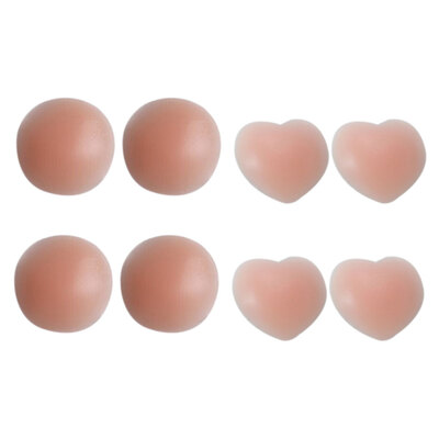 

4 Pairs Reusable Self Adhesive Silicone Breast Nipple Cover Round Flower Breast Pasties Stickers Boobs Natural Pads