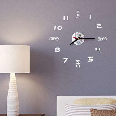 

Gobestart 3D DIY Roman Numbers Acrylic Mirror Wall Sticker Clock Home Decor Mural Decals