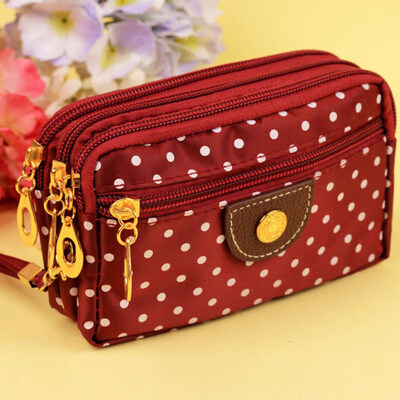 

Fashion Women Round Dot Zipper Handbag Clutches Coin Phone Key Bag Pouch Purse
