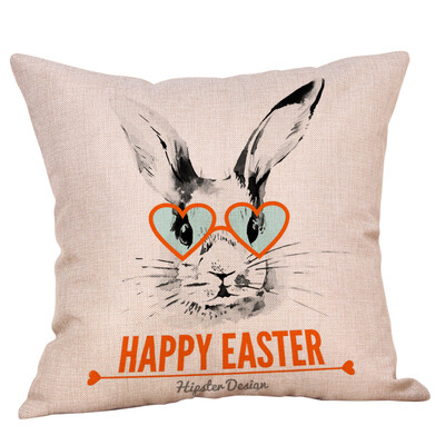 

〖Follure〗Easter Cotton Square Rabbit Throw Pillow Case Waist Cushion Cover Home Decor A