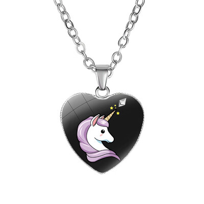 

Unicorn Necklace Pegasus Heart Shape Charm Alloy Pendant for Girls Women Birthday Party Gifts