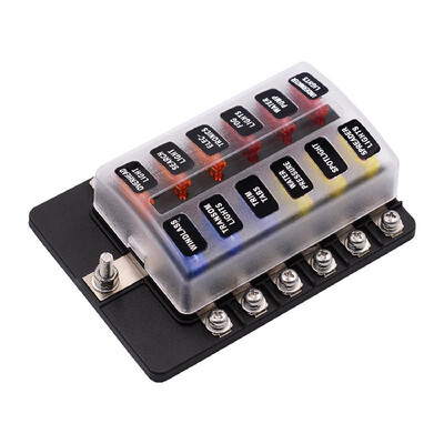 

12-Way Blade Fuse Box Fuse Box Block with LED Warning Indicator Waterproof Cover for Car Boat RV DC 12-32