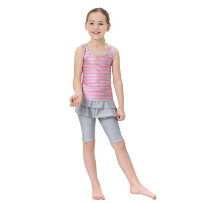 

6-12T 2PCS Summer Newly Baby Girls Casual Split Swimsuit Kids Children Striped Sleeveless Clothes Set