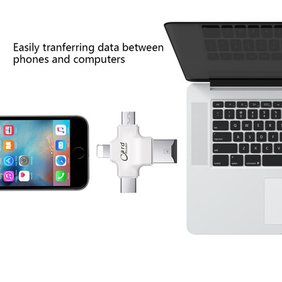 

TF Card Reader 4-in-1 TF Memory Card Reader Adapter for iPhoneAndroidPC