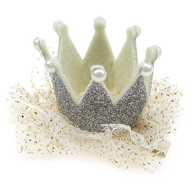 

1 Pcs Toddle Baby Girls Lace Crown Princess Hair Clip Gold Yarn Lace Pearl Headband Baby Hair Accessories Fashion