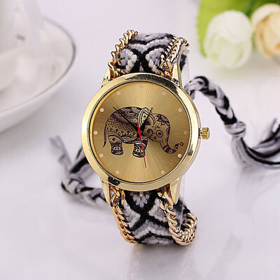 

Automatic Mechanical Ethnic-style Man Woman Quartz Knit Elephant Watch Plush Band