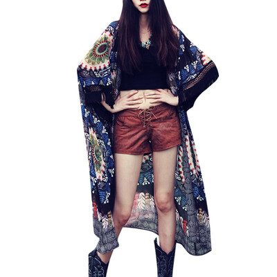

Sexy Women Chiffon Shirt Blouse Tops Kimono Tassel Long Cardigan Casual Outwear