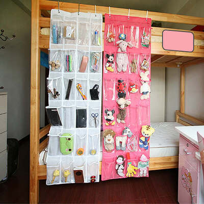 

24 Pockets Simple Houseware Crystal Clearing Over the Door Hanging Shoe Telephone Organizer