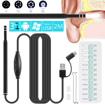 

Multifunctional 3 in1 55m USB Mini Camera Endoscope Ear Cleaning HD Visual Ear Spoon Tool