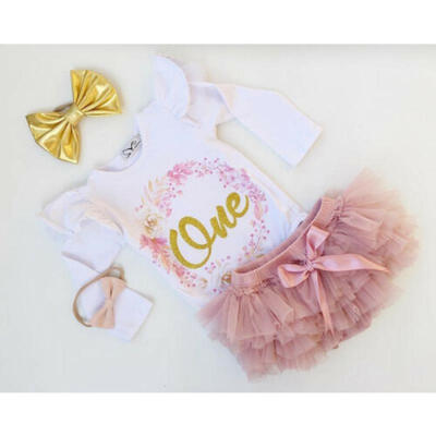 

Newborn INFANT Baby Girls 1st Birthday Floral Romper Tutu Skirt Dress Outfits