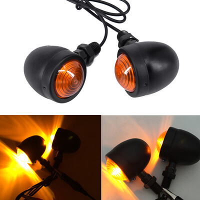 

Pair of Black DC12V Motorcycle Cafe Racer Turn Signal Indicator Lights Lamps