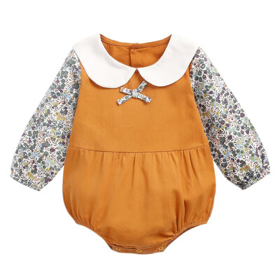 

Cotton Long Sleeve Newborns Baby Bodysuits Fresh Floral Baby Girls Clothes Kids Jumpsuit Shirt Collar Infant Clothing