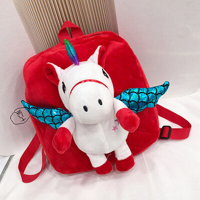 

3D Flying Unicorn School Bag Girls Boys Kids Plush Backpack Cartoon Wings Rainbow Unicorn Shoulder Bag