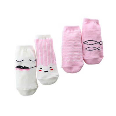 

4 pairs in 1 set Kids Boy Girl Cartoon Cute Cotton Socks Infant Toddler Above Ankle Soft Sock