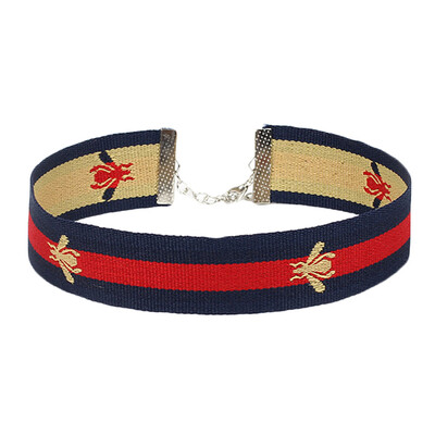 

High Quality Women Fashion Embroidered Bee Short Necklace Chunky Choker
