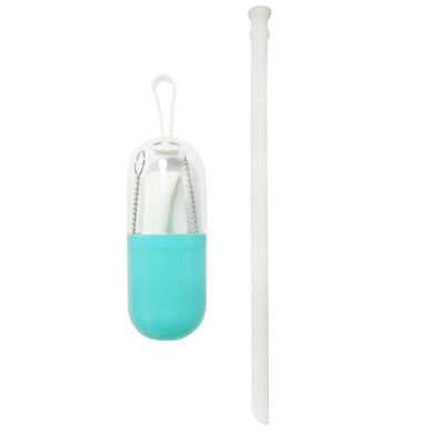 

Portable Travel Reusable Collapsible Drinking Silicone Straws With Cleaning Brush And Carrying Capsule Case
