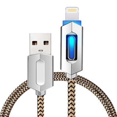 

USB Charging Cable LED prompt Connector Nylon Braided Sync Charge USB Data Cable for iPhone&Android Devices Adapter