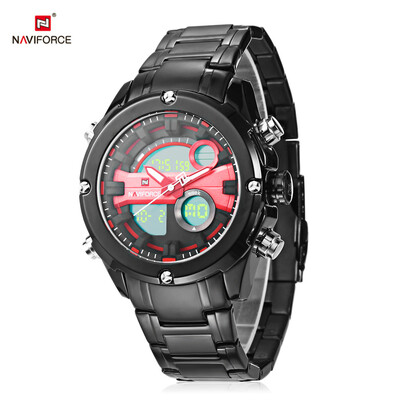 

NAVIFORCE 9088 Dual Movt Sports LED Male Watch Calendar Stopwatch Alarm Men Wristwatch