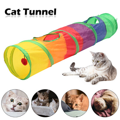 

Pet Tunnel Tube Collapsible Toy 2 Way Tunnel Cat Pop Up Tube Toys Pet Rabbit Kitten Play House