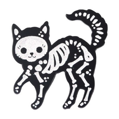 

Cute Black Cat Skeleton Enamel Pins Punk Lapel Pins Metal Badge Brooch Pin For Clothes Backpack Decoration Jewelry Gifts