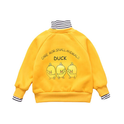 

Children Clothes for boys&girls cartoon little yellow duck plus velvet bottoming shirts fashion baby clothes hot