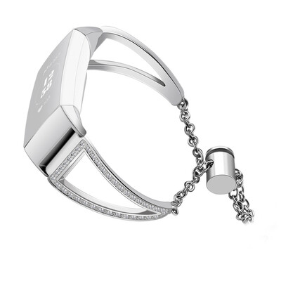 

〖Follure〗Replacement Stainless Steel Crystal Watch Band Wrist strap For Fitbit Charge 3