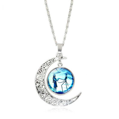 

Jack&Sally Nightmare Before Christmas Moon Pendant Charm Crescent Necklace