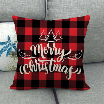 

2020 New Christmas 18 X 18 Inch Pillowcase Cotton Linen Throw Cushion Cover Deer Red Plaid Cover Case