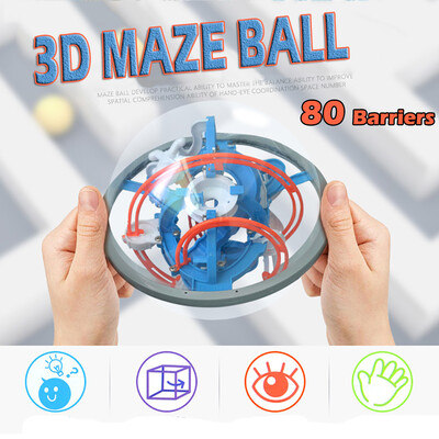 

YIWULALabyrinth Puzzle Brain Teaser Game 3D Maze Ball Toy 80 Barriers for Kids