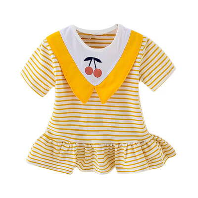 

Baby dress Summer Casual Baby Girls Striped Print Short Sleeve Dress Kids Toddler Pageant Sundress 2019