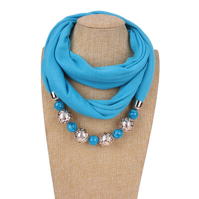 

Retro Ethnic Unique Scarf Necklaces Resin Beads Pendant Neckerchief Statement