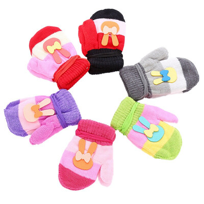 Baby Mittens Colorful Cartoon Knit Warm Soft Cute Kids Gloves For Boys Girls