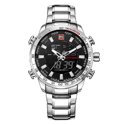 

NAVIFORCE Luxury Dual Display Digital Quartz Men Watch Stainless Steel Luminous Sports Watch Chronograph Water-Proof Man Clock G